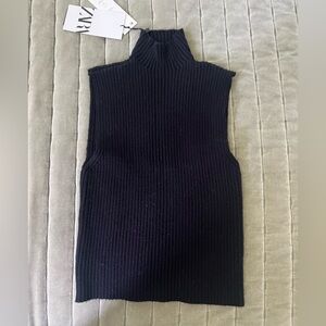 Zara black knit turtleneck tank
